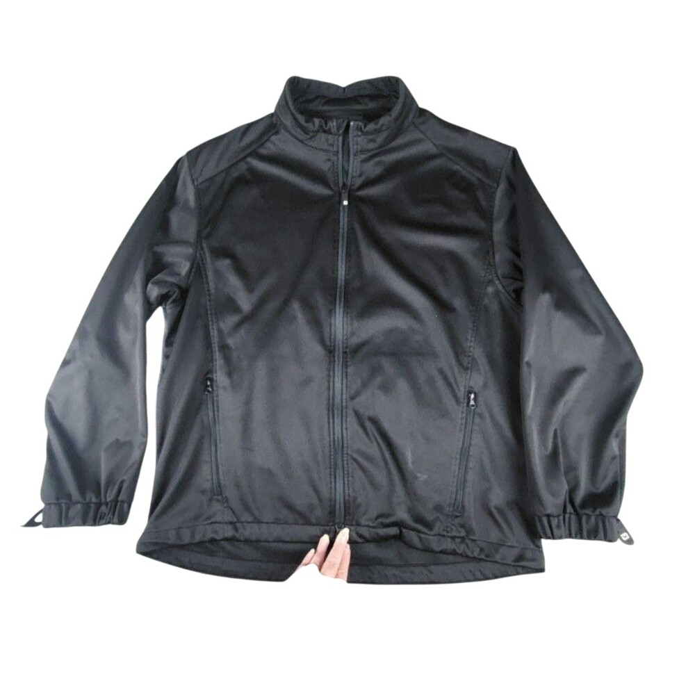 FootJoy Jacket Mens Large Black Full Zip Softshell Golf Windbreaker Pockets